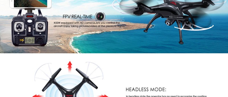 FreeShippingSYMAX5SW-1WIFIDroneWithFPVCameraHeadlessRealTimeX5C-1RCQuadcopterHelicopterWith5Batteries-32702395275